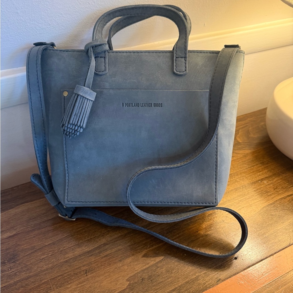 Portland Leather Goods, Mini Crossbody- Storm with tassel